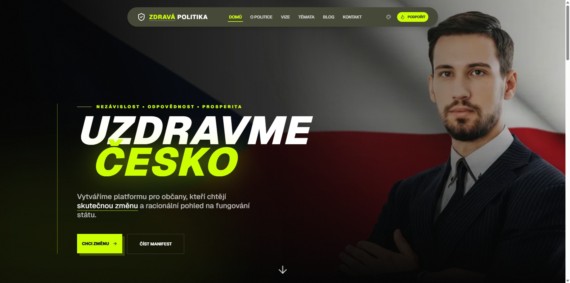 Ukázka webu Zdravá politika